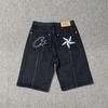 Short en Denim Rétro RogueWave Broderie Hip-hop Coutures Délavé Tendance Street High Street Décontracté Sport