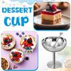 J1UL1N Bulk 6 Sets Stainless Steel Ice Cream Cups Dessert Bowls With Forks Silver Small Metal Footed Cup For Party Supplies 6.7
