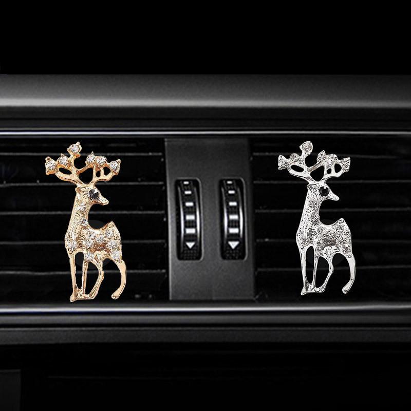 Car Air Vent Perfume Clip With Diamond-encrusted Deer Design Customizable Car Decoration