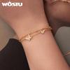 WOSTU 925 Sterling Silver Cubic Zirconia CZ Bridal Butterfly Adjustable Bracelet for Women Double Layer Butterfly Charm Bracelet