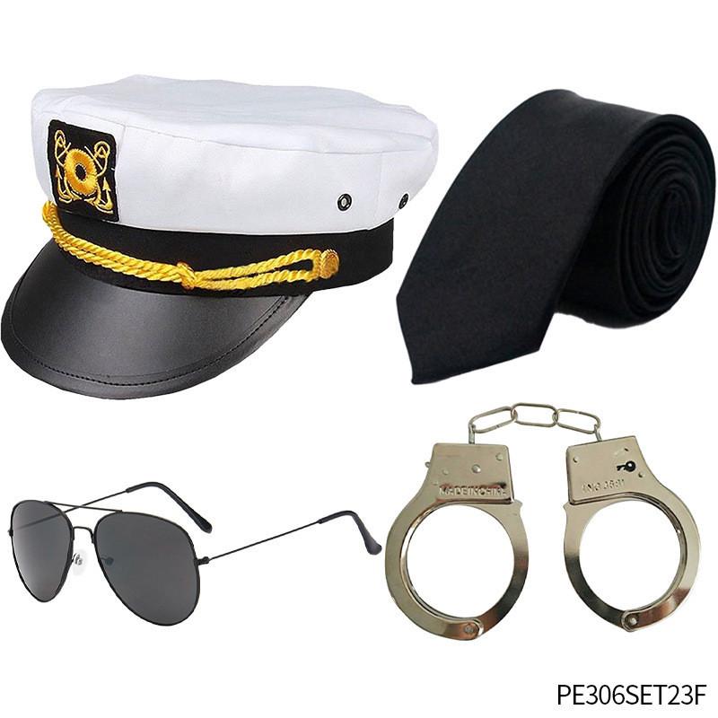 Pilot Attendant Flight Uniform Sunglasses Set Costume Accessories Cosplay Party