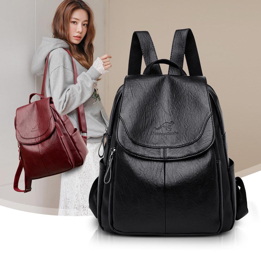 Summer 2023 Retro Women's Soft Leather Bag - Minimalist, Casual, Large Capacity for Middle-Aged Moms