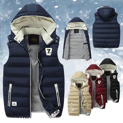 5XL męskie kamizelki zimowe kapelusz odpinana kamizelka puchowa casualowa kamizelka bezrękawniki męska kamizelka z kapturem znosić ciepłe płaszcze wiatroodporne