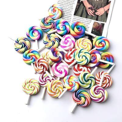Seven-Color Polymer Clay Lollipop Hair Clips, Earrings, Pendants, Headwear & Mobile Phone DIY Accessories
