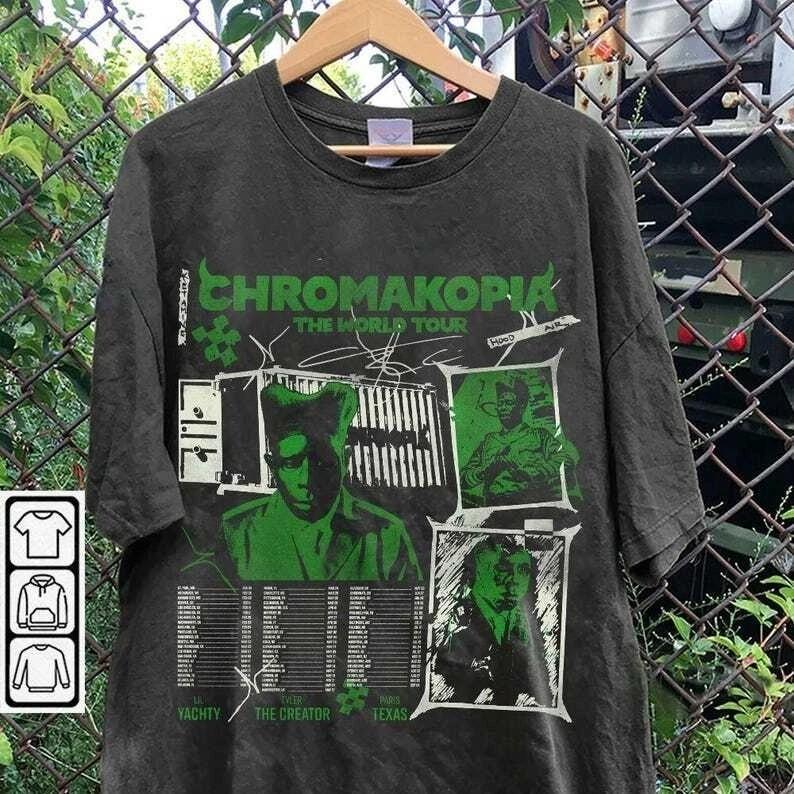 

Tyler The Creator Chromakopia Черная унисекс футболка с коротким рукавом Vtg WA1794 Унисекс футболка XXXXL