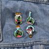 Funny Bottle and Black Cats Design Brooches Mushroom Flower Plant Pattern Kitten Kitty In Lamp Bulb Lapel Pins For Pet Lovers
