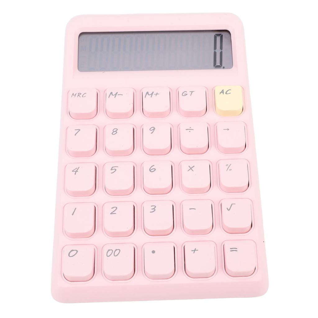 Solar Calculator 12 Digits Large Display Responsive Mechanical Buttons Cute Basic Standard Calculator for   Study