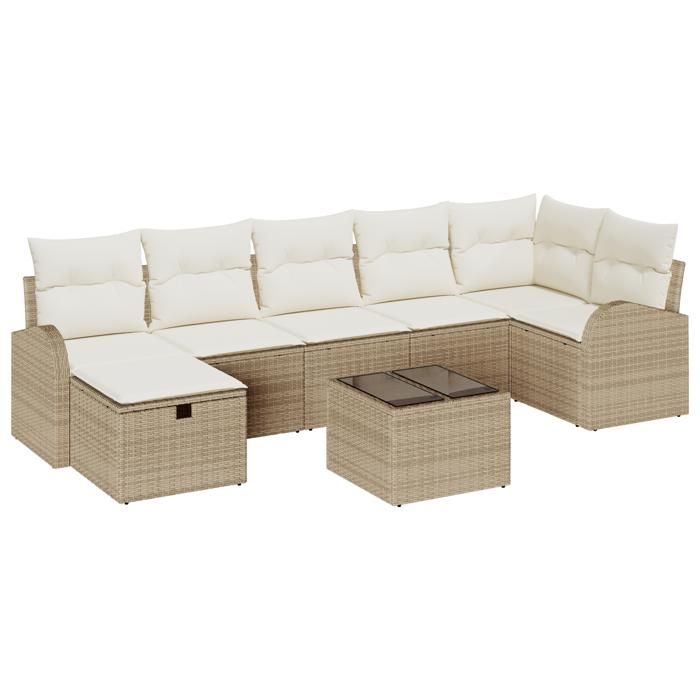 VidaXL Ensemble de canapé de jardin 8 pièces avec coussins beige poly rotin 3359110