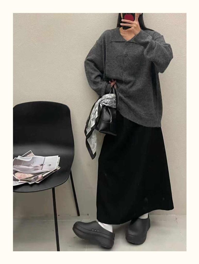 Da7 Women's Korean Style Loose Plus Size Lapel Knitted Cardigan 