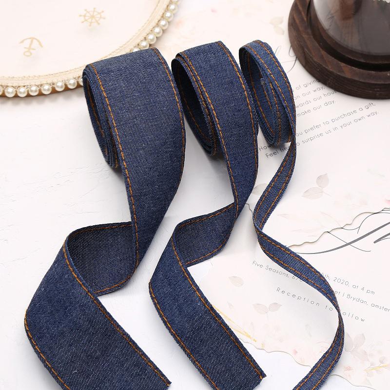 1Roll Versatile Hair Accessories Dark Blue Bag Straps Cowboy Webbing Creative Handicrafts DIY Gift Packaging