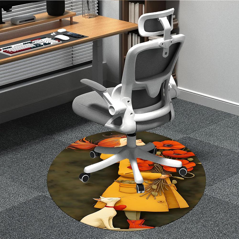 

1pcFlower Bouquet, Yellow Coat Office Round Area Rug, Indoor Mat Suitable ForOffice, Under Office Chairs Bedroom Living Room Home Decor, Room Deco 068 80cm by 80cm