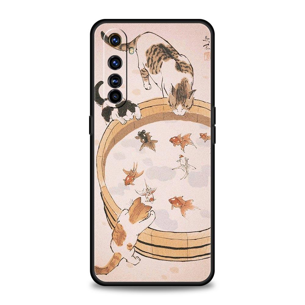 Cat Fishing Phone Case For Realme 16 15T 14 13 12 11 10 4G 9 8 5G Pro Plus C21 C25 C35 GT5 GT3 GT2 Neo 2 3 3T 5 Cover