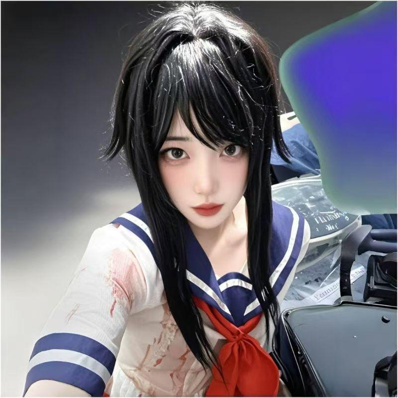 Halloween Party Girl's Navy Blue Sailor Skirt Pantyhose Loli Black Leather Shoes Yandere Simulator Ayano Aishi Cosplay Costume