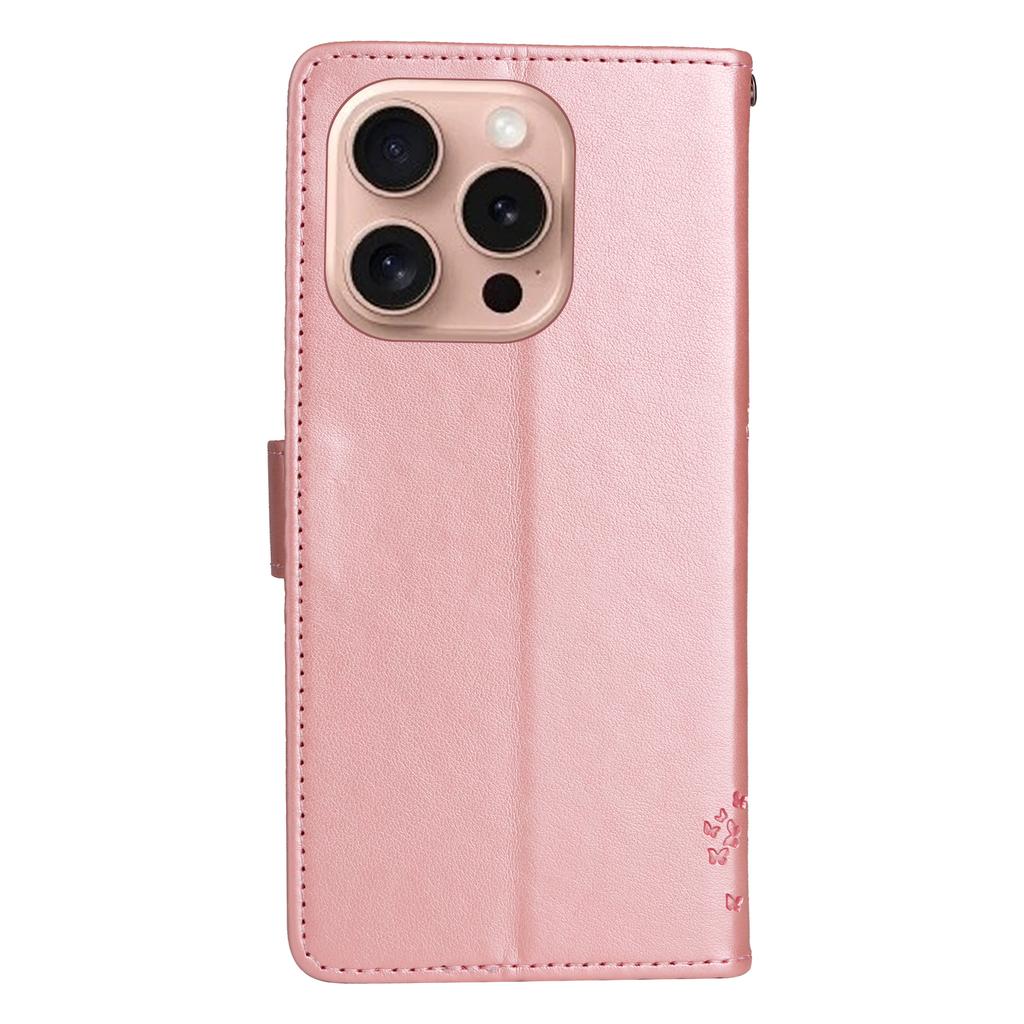 For iPhone 16 Pro Phone Case with Stand Cat Tree Pattern Leather Wallet Mobile Cover