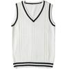 Women's Casual V-Neck Pullover Shirt Collision Color Sleeveless Sweater Vest