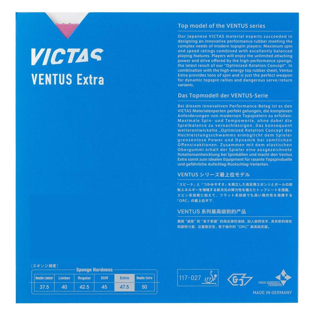 VICTAS Table Tennis Rubber Ventus Extra Inverted High Energy Tension Black MAX 200030
