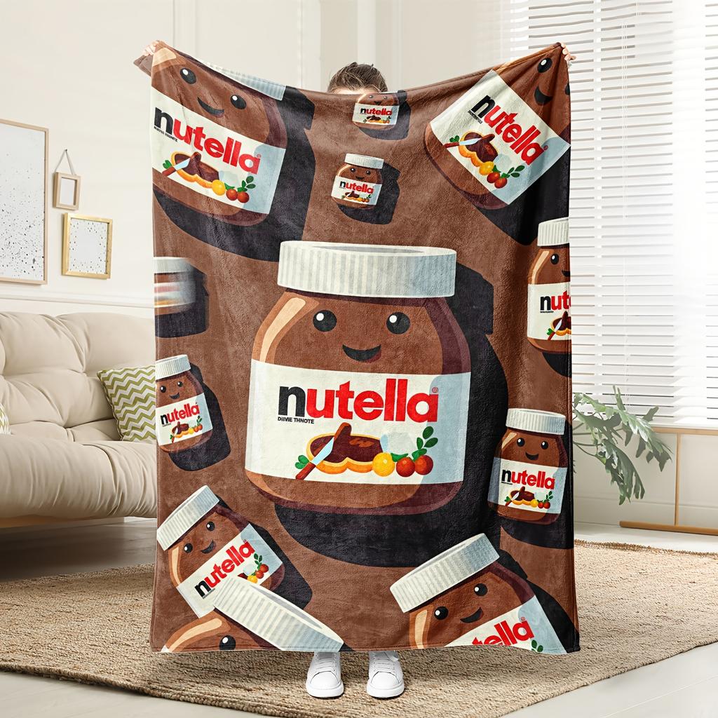 Comfortable Nutella Theme Blanket Soft High-Definition Digital Print All-Season Soft, Breathable 100% Polyester Perfect Gift All-Season, Fam