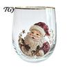 Lead Free Soda Lime Glass Christmas Cocktails Glass, Santa Snowman Reindeer Tree Design Tumbler, 300ml Lead-free Festive Seasonal Tumblers Holiday