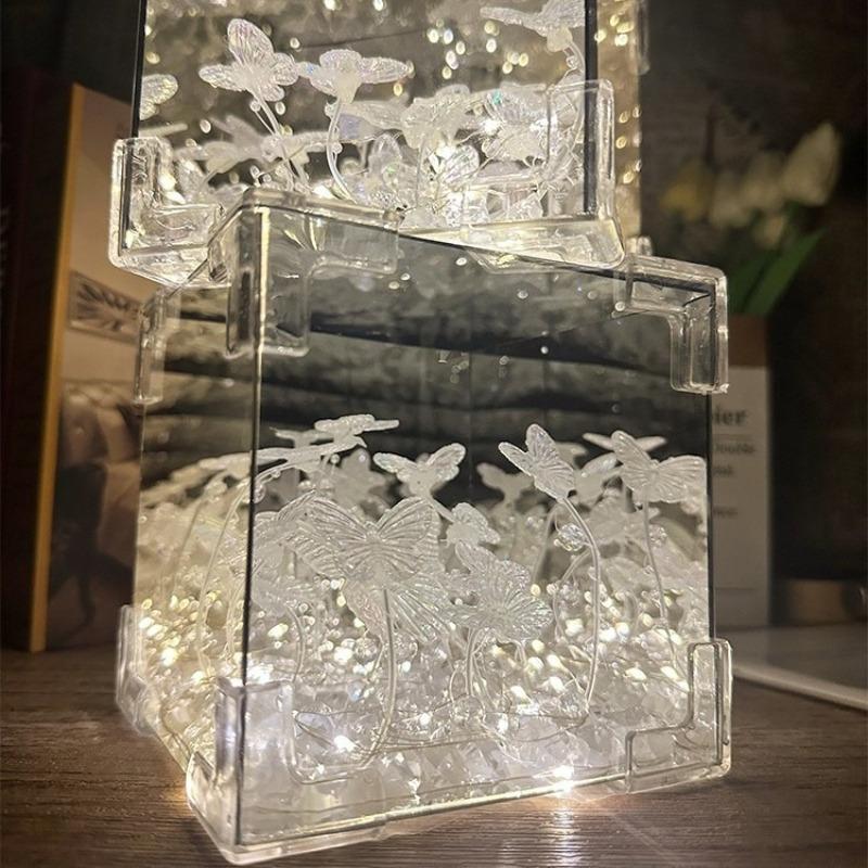 DIY Night Light Material Kit Cube Creative Plug in Night Lamp Art Aesthetic Bedside Lamp Butterfly Mood Light Bedroom Decor Gift