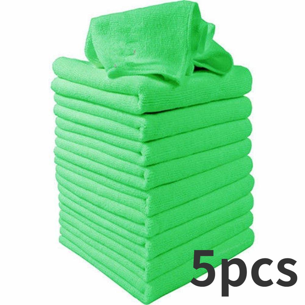 

5Pcs Hot New Soft Auto Detailing Green Microfiber Car Wash Towel Cleaning Duster. as the picture
