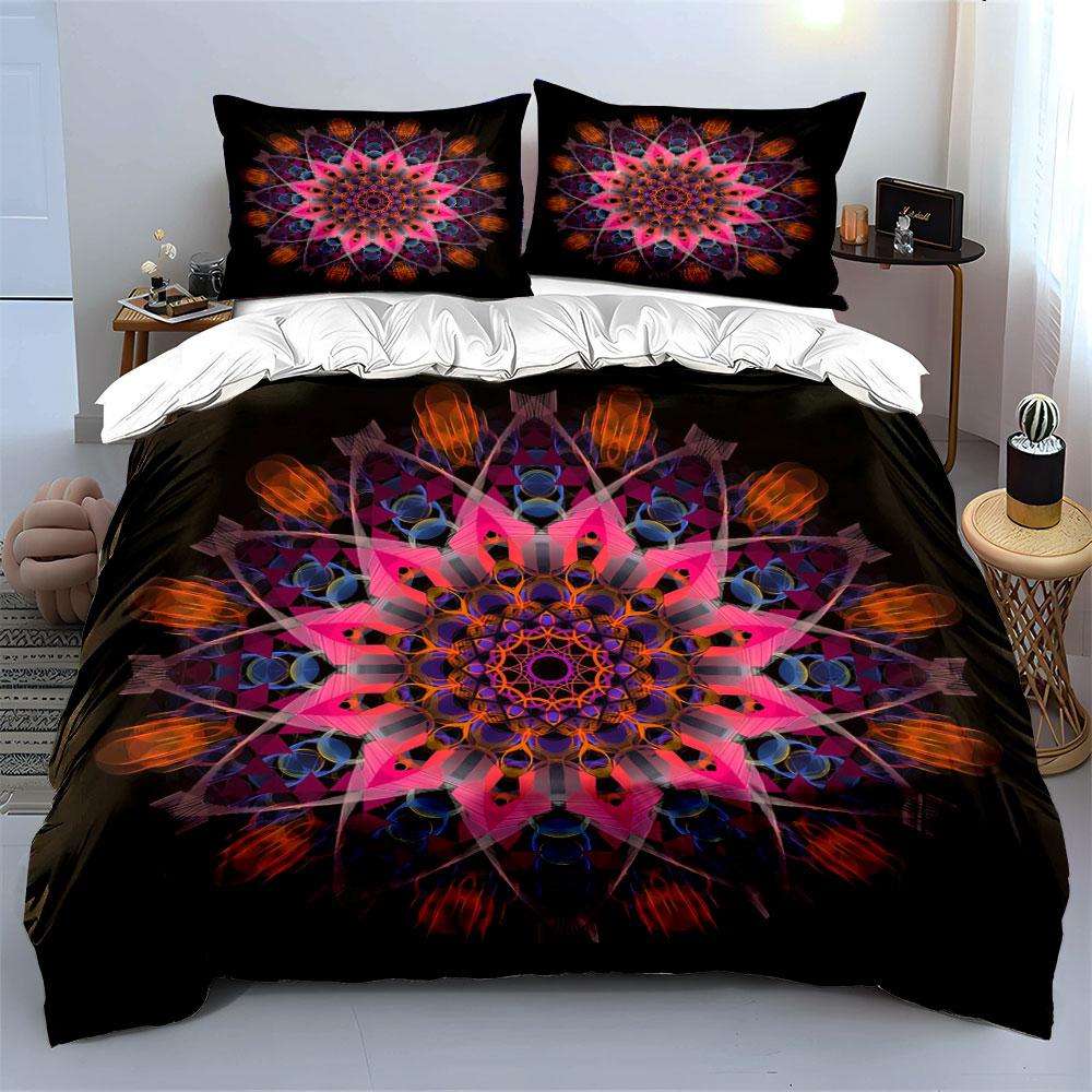 Mandala Art Decor Set Bedding Set with 1 Duvet Cover 2 Pillowcases Single Double King Queen, Gift