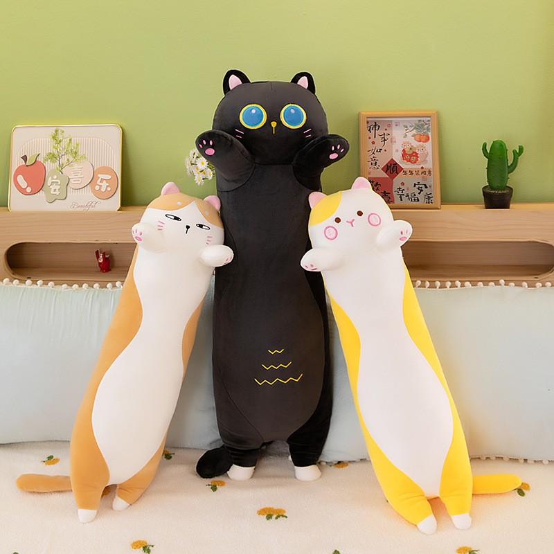 Long Cat Plush Toy Soft Stuffed Animal Pillow Bed Sleeping Comfort Decor