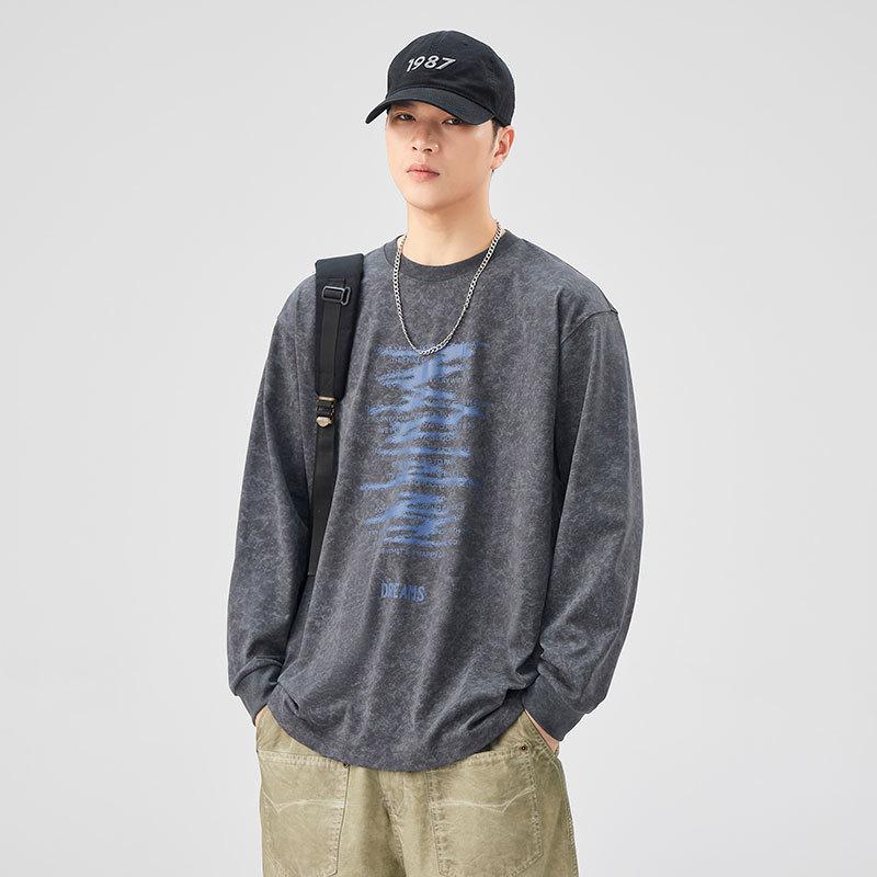 

Мужская осенняя футболка с длинным рукавом, свободная повседневная толстовка, куртка L