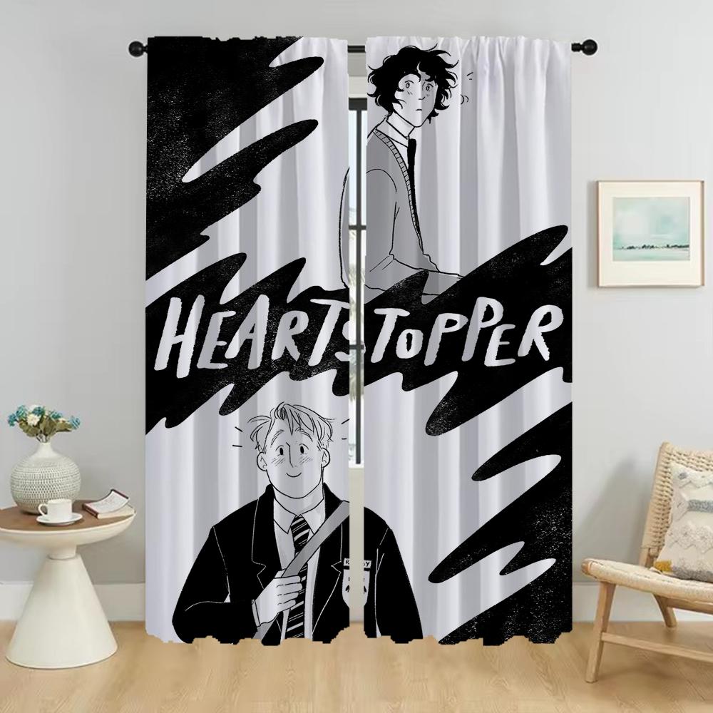 Gardiner för Sovrum Heartstopper Avskärmning Fönstergardin för Rum 2 Paneler Heminredningsgardiner Halloween Dekoration Persienner