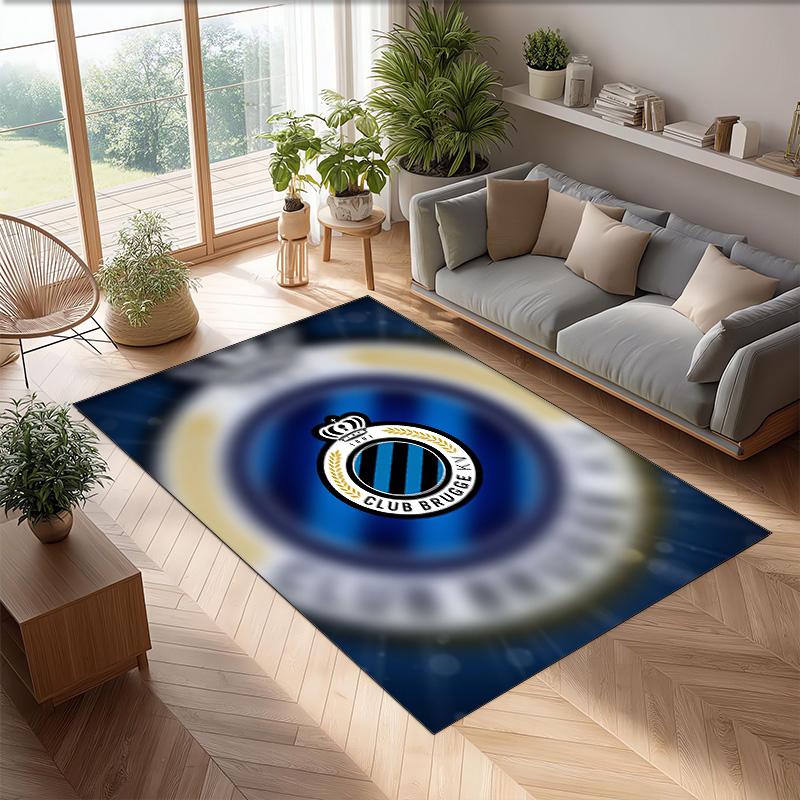 Club Brugge FC Soccer Football Pattern Soft Area Rug Non Slip Indoor Floor Carpet Sports Decor Mat for Bedroom