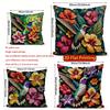 2D Tropical Hummingbird Floral Throw Pillow Covers Pattern Cushion Cover Suitable For Sofa Bedroom Car Pillow Cover