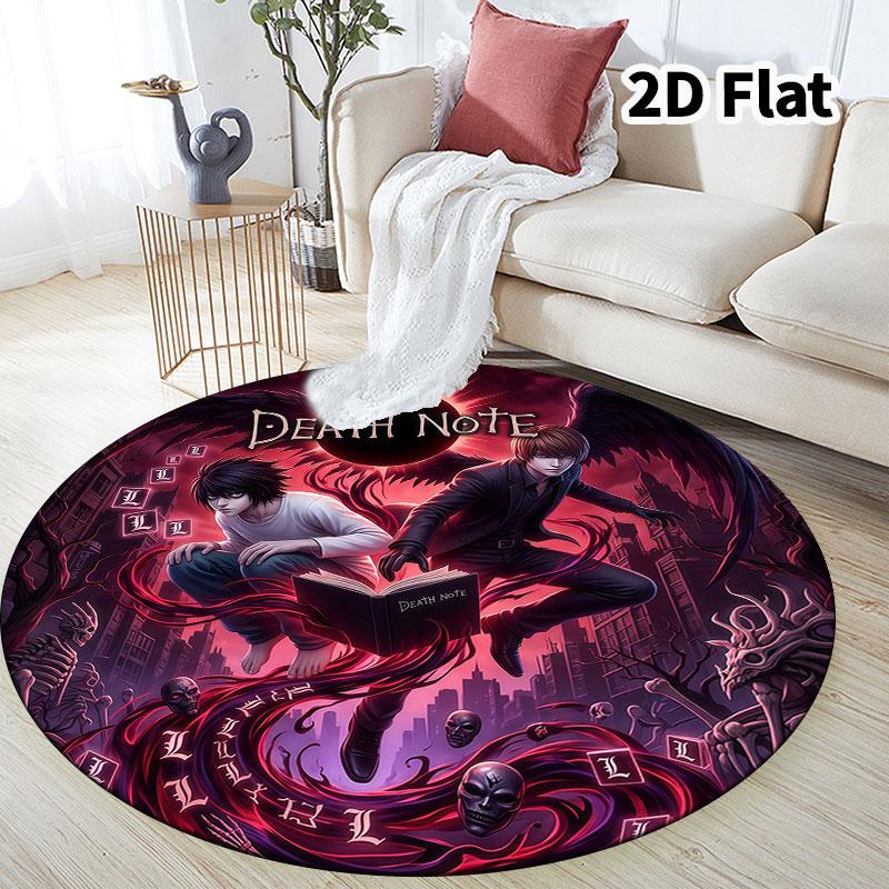 Death Note Round Area Rug Carpet Rug For Living Room Bedroom Sofa Playroom Decor Nonslip Floor Mat