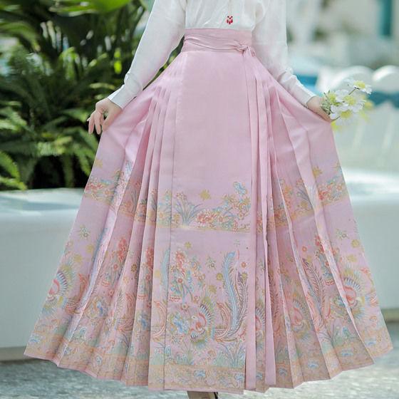New Chinese-style red woven gold makeup horse dress, Guofeng Ming-made Hanfu women's heavy industry skirt, daily commute
