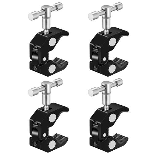 KRGNPLE Color: Black - 15-55mm Quantity: 4 Pieces Pipe Clamp Super Clamp Mini Clamp Pipe Clamp Camera Arm Python Clamp Pan Head Multi Clamp Adjustable