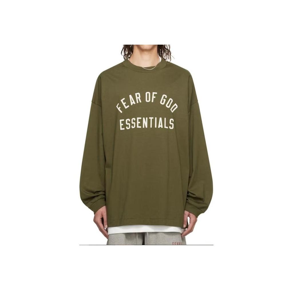 Fear of God Essentials Jersey Long-Sleeve Tee Military Men Tops Green 125BT244205F