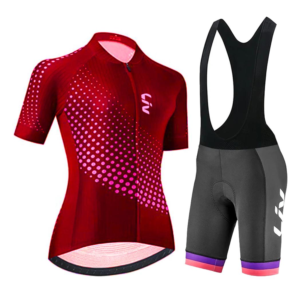 2026 Summer Breathable Cycling Suit Set Women Shortsleeved Bicycle Jersey Quick Drying UV Resistant Outdoor Cycling Bib Road Cycling Racing Suit