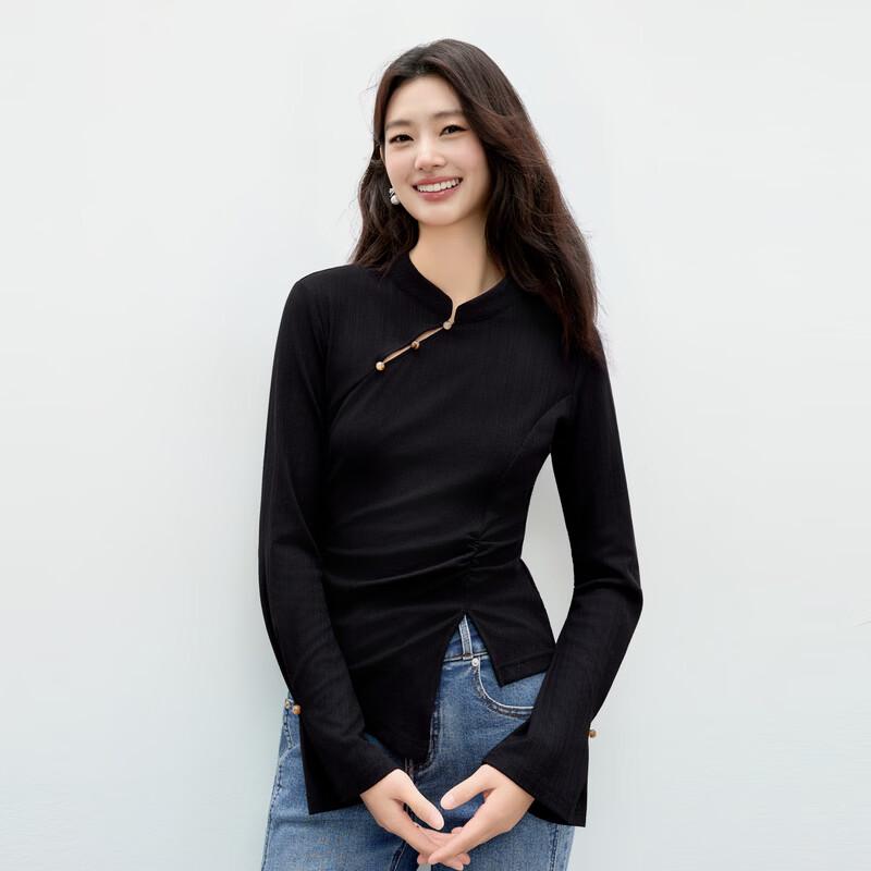 Women s Elegant Casual Stand Collar Long Sleeve T-Shirt S
