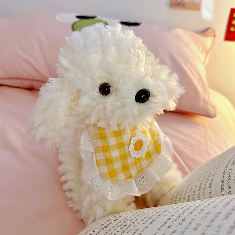 Simulation puppy doll cute teddy dog bib plush toy children's gift grab machine doll wedding