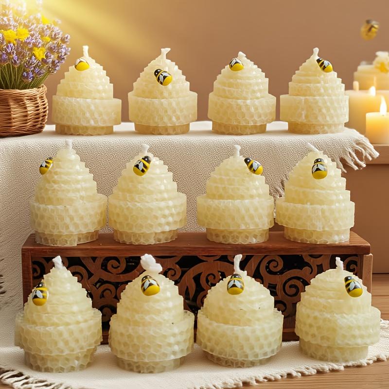 12-Pack Beeswax Candles, White Hand-Rolled Bee Wax Candles, Premium Scented Candles Suitable for Guest Parties, Wedding Favors 1.97 inch(5cm)&fresh spring