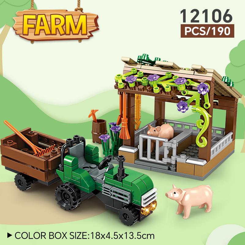 

Серия фермы коровник и конюшня ферма мелкозернистая пшеничная садовая строительная конструкция сборка сцены