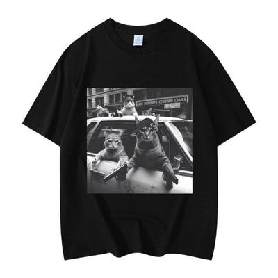 Magliette Grafiche Meme Gang di Gatti Divertenti Moda Uomo Donna Vintage Manica Corta T-shirt Cotone di Alta Qualità Magliette Oversize