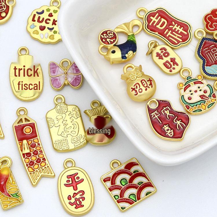 Ancient Gold Cloisonné Enamel Pendant for DIY Bracelet & Necklace Crafting