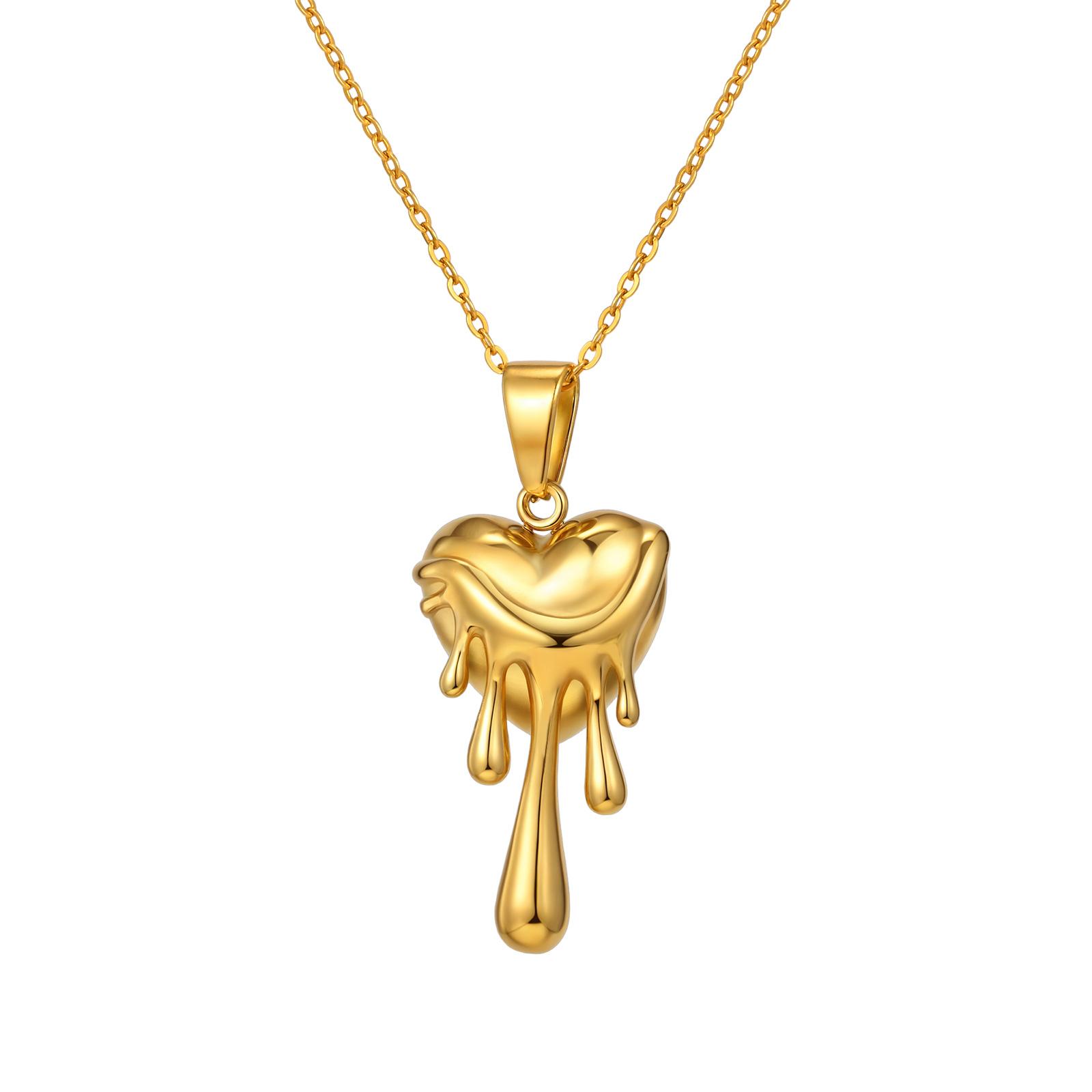 

Vnox Vintage Creative Liquid Heart Pendant, Stainless Steel Statement Necklaces For Women, Ear Neck Jewelry Gifts to Girls