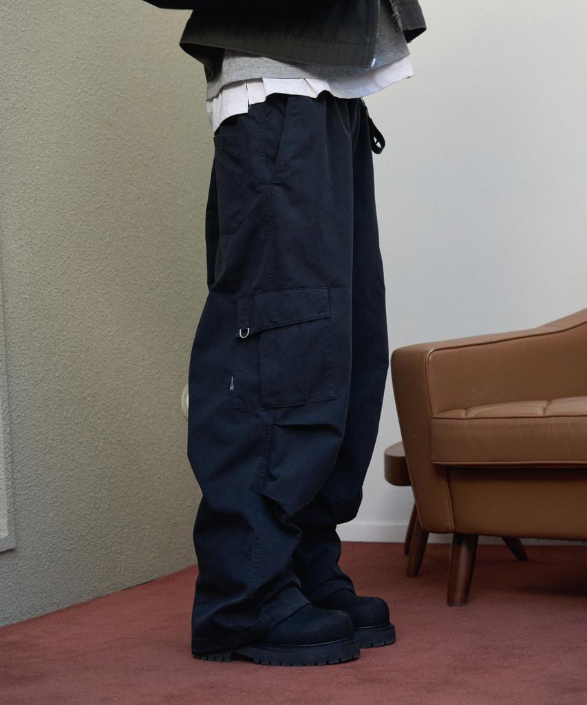 Ledeoli Parachute Wide Cargo Pants [Cotton Beige]
