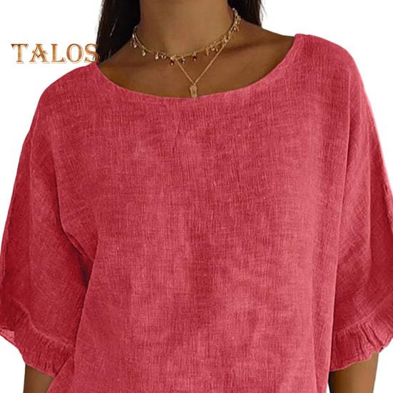Damen Kurzarm-Oberteil Frühling Sommer Rundhalsbluse Lässige Loose Fit Pullover Shirt für den Alltag Büro Party Reisen