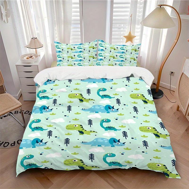 

3pcs Dino World 1Cover + 2Pillowcases, PillowInserts NotIncluded, Machine Washable, All - Season Use, Suitable for Bedroom Guest Room74 135x200cm
