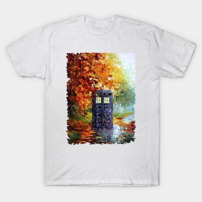 T Shirt Women Blue Phone Booth At Fall Zone Harajuku Print Kawaii Tshirt Summer Short Sleeve Female T-Shirt Top Tee