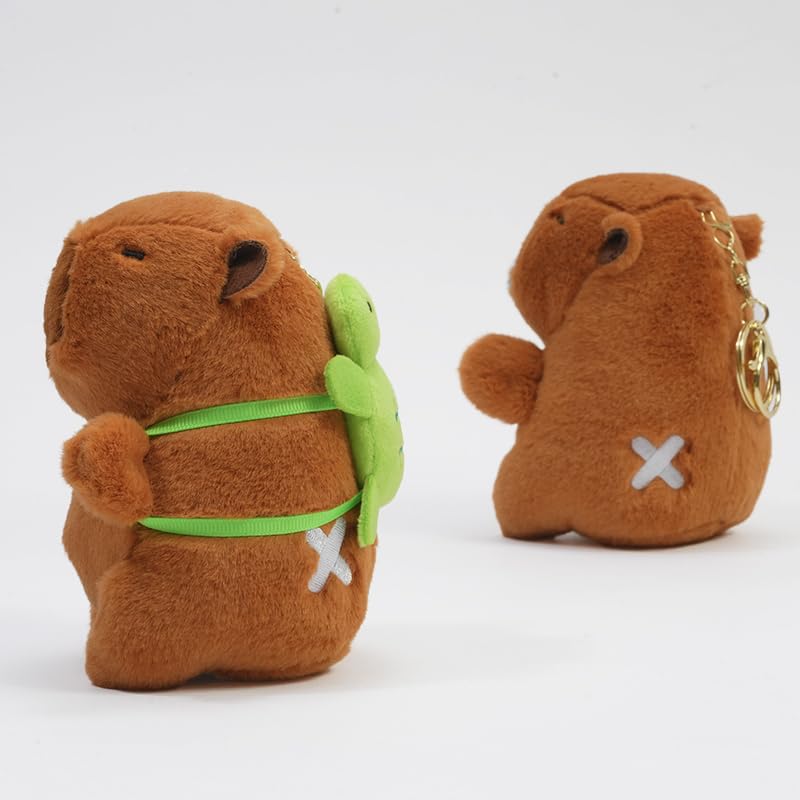 Clearstone Capybara Plush Keychain, Chavimaru Turtle, 18.5cm, Brown