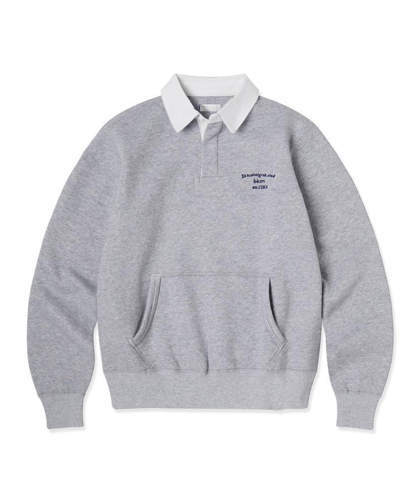 BAKKEN [Men] Hidden Button Rugby Collar Sweatshirt Bk7826 (4 Colors)