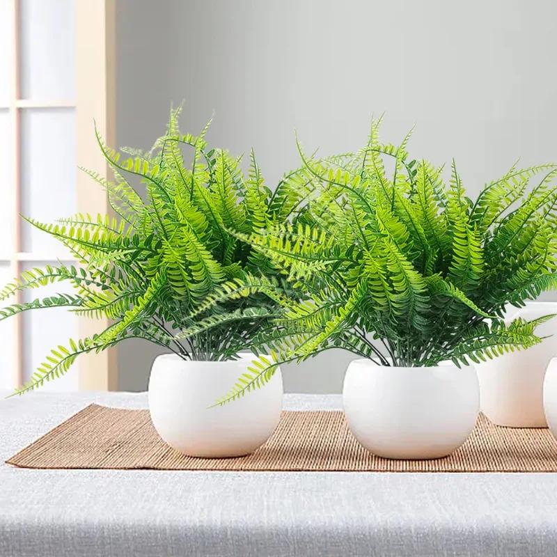10/1pcs Artificial Plants Grass 7 Fork Plastic Spring Grass Plant Wall Green Plant Ornamental Flowers Decorative Home Decoracion