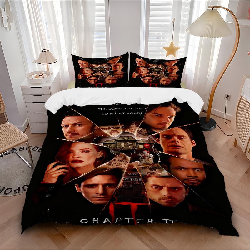 

3pcs It: Chapter One Bedding Set, Soft Polyester Duvet Cover and Pillowcases Seasons all suitable, Design for Bedroom L1003121 135x200cm